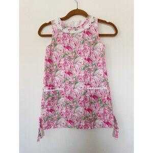LILLY PULITZER Girls Pink Flamingo Print Shift Dress 8